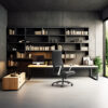 The style of decorating the office with luxury with dark concret